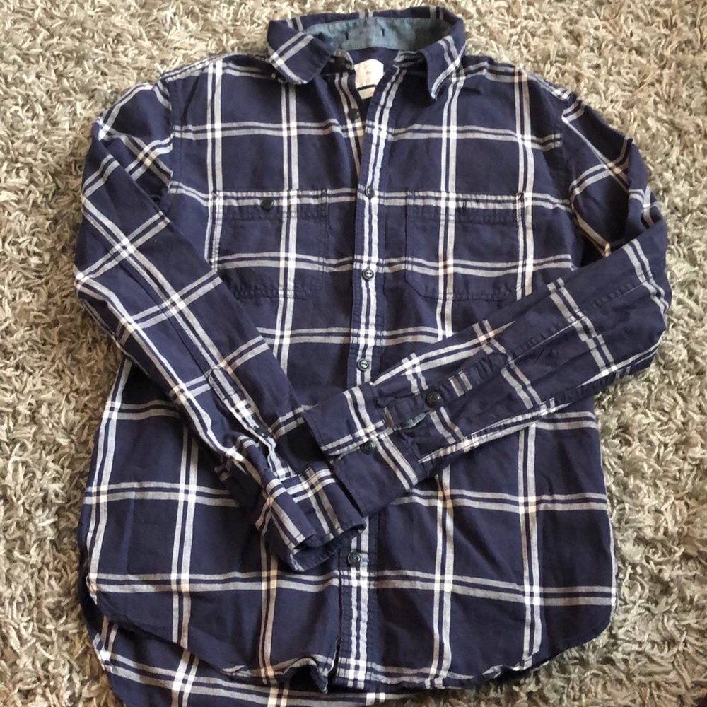 Men’s button down cotton plaid shirt